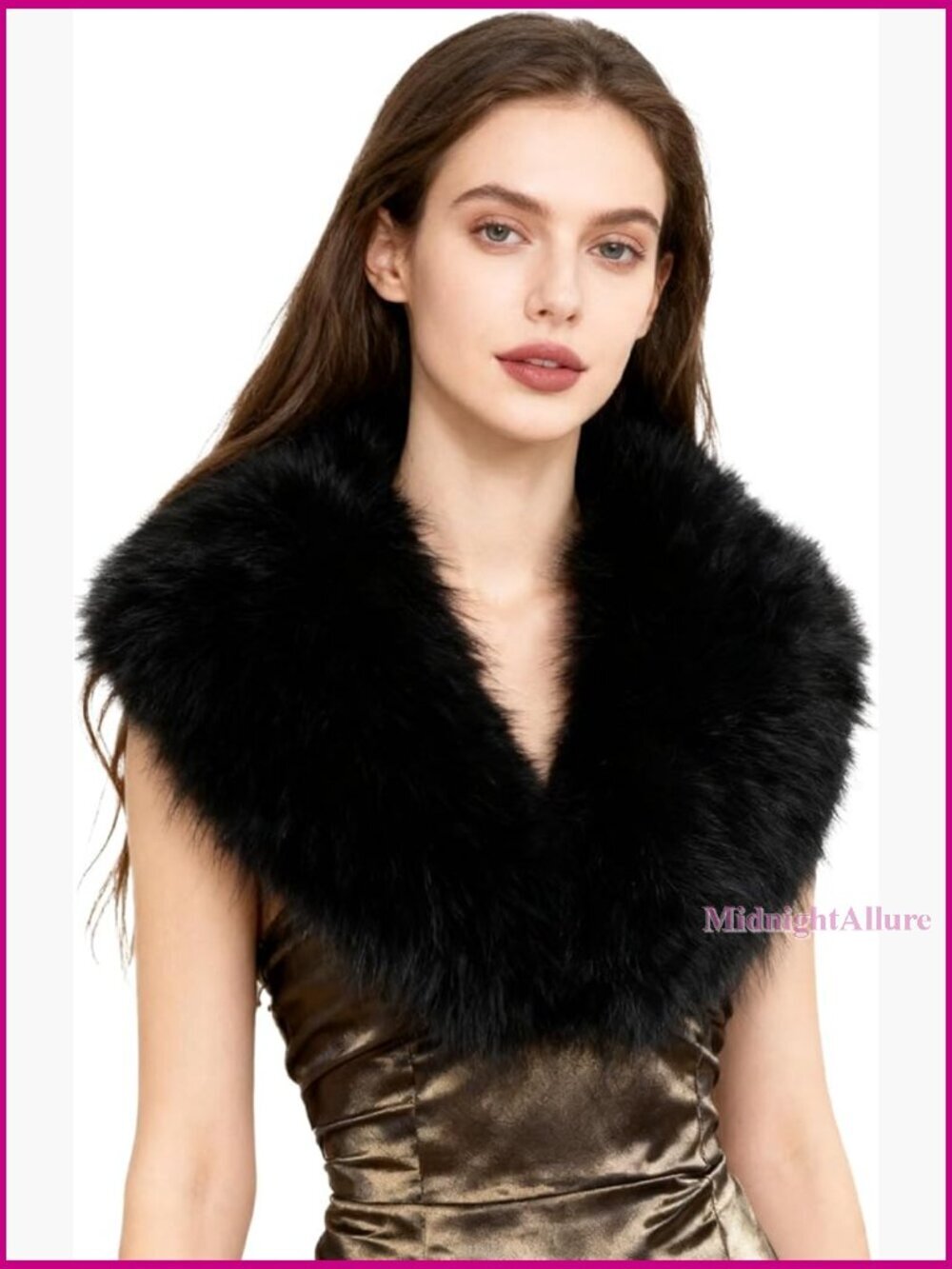 Luxury Faux Fur Shawl Wrap with Clip, Winter Neck Warmer & Shoulder Stole